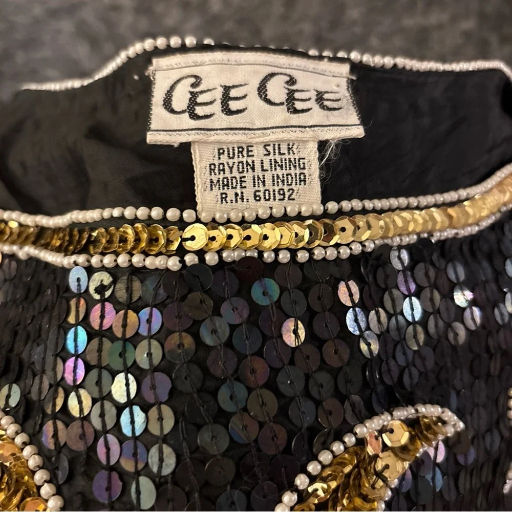 Vintage Size 20 CeeCee 100% Silk Hand Beaded Blouse Sequined Bling New Years - Picture 10 of 10